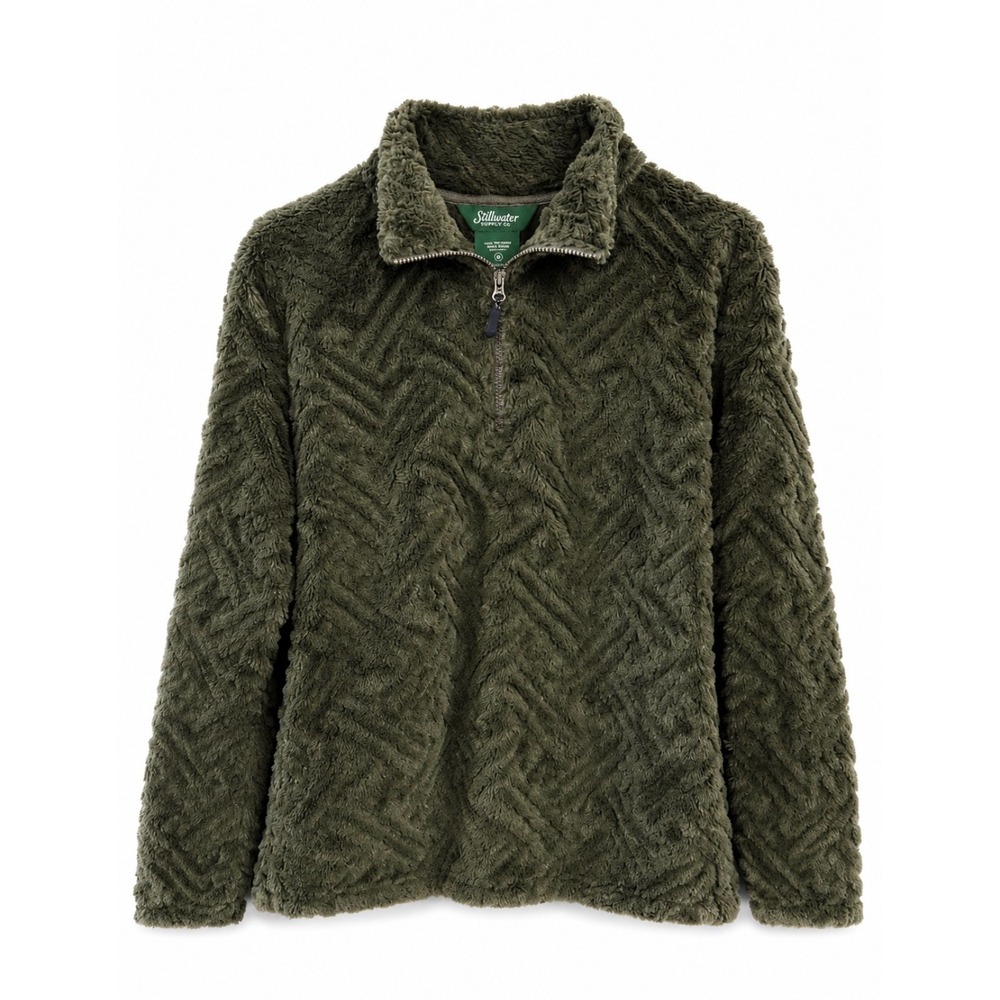 Stillwater Supply Co Women's M Olive Green Plush Fleece 1/4 Zip Pullover